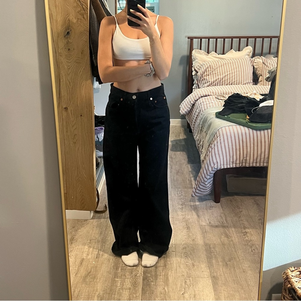Re/Done Black Wide Leg Jeans - Picture 3 of 6